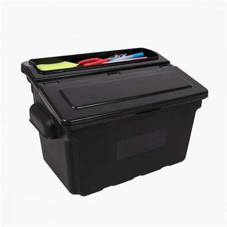Luxor Furniture OUTRIGBIN-2PK Storage Utility Cart Bins with Lids; Black - Pack of 2 OUTRIGBIN-2PK